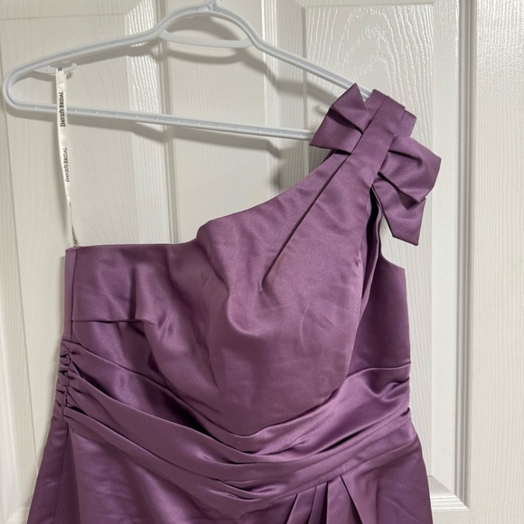 David’s bridal one shoulder dress with pleated bodice Color purple/plum Size 14. - Picture 9 of 9